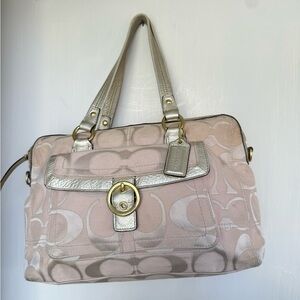 Coach Beige and Metallic Shoulder Bag